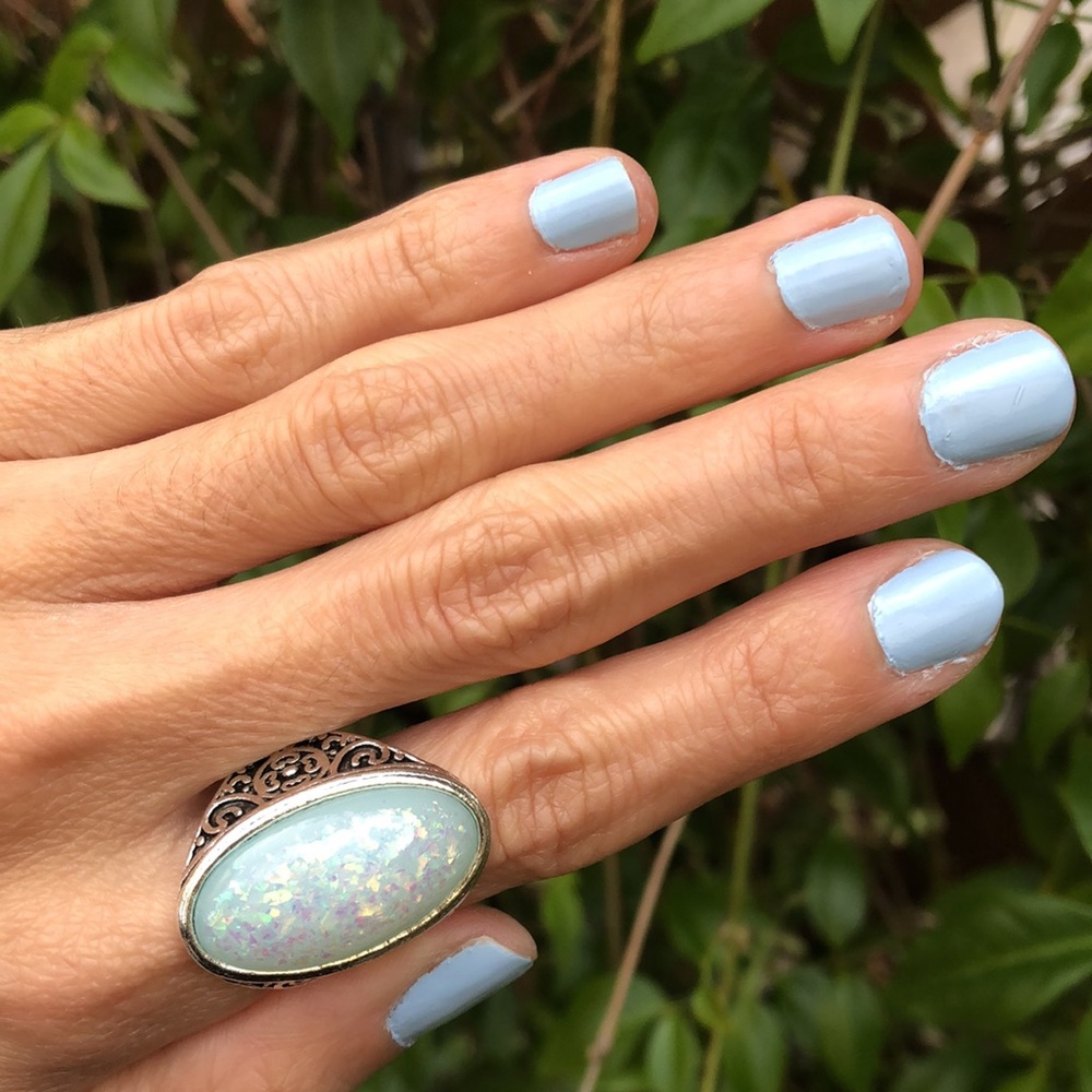 Iridescent Opal Filigree Statement Ring - image 5